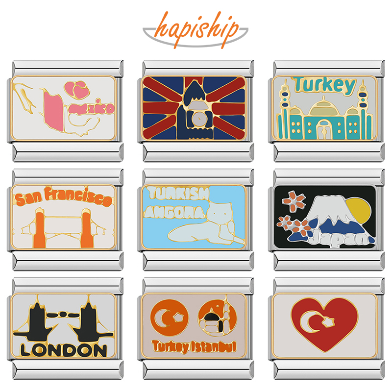 Jewelry Making London - Hapiship 2024 新しい女性トルコメキシコロンドンイタリアチャームリンクフィット 9 ミリメートルステンレス鋼ブレスレットメイキングファッションジュエリー DJ1245