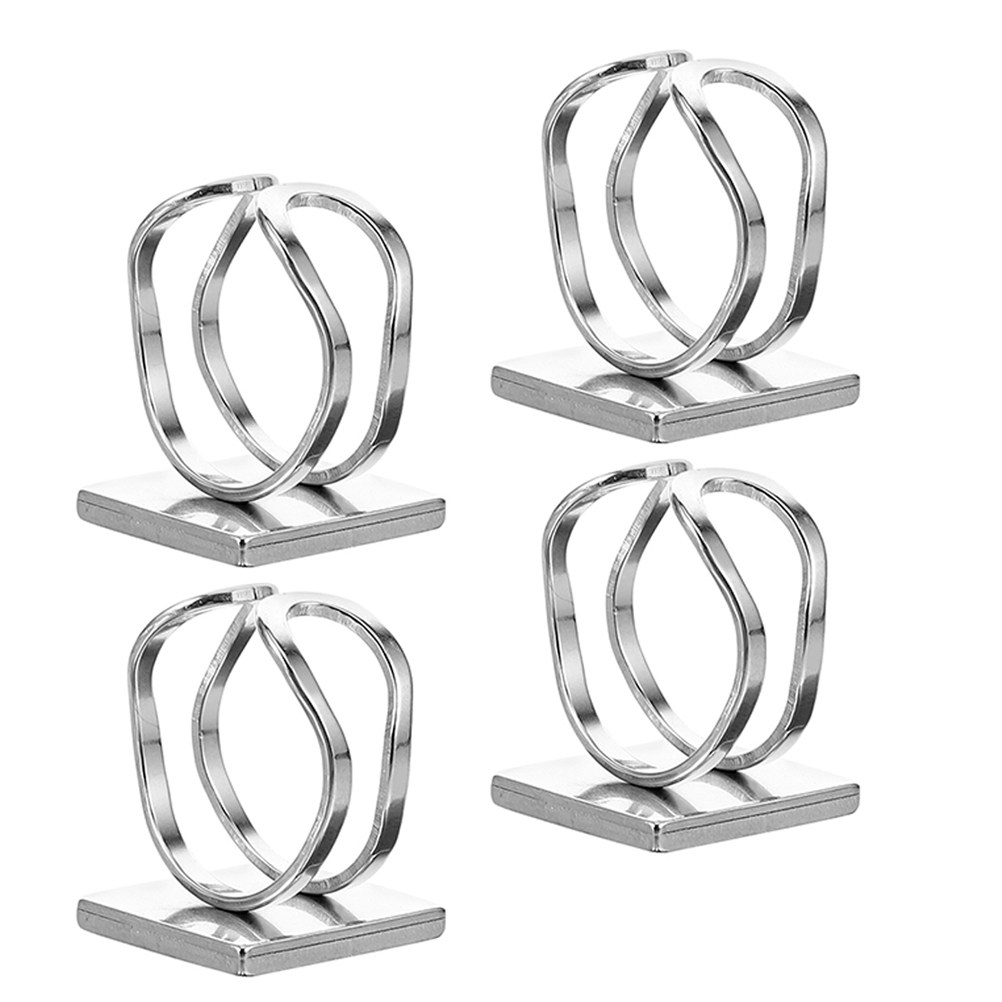 Jewelry Making Gemstones - 4個入り スクエア型ベゼル付き ステンレス製リング素材 フラットベース。DIYジュエリー製作、レジンや宝石を使ったクラフトに。ジュエリー用リングベース。