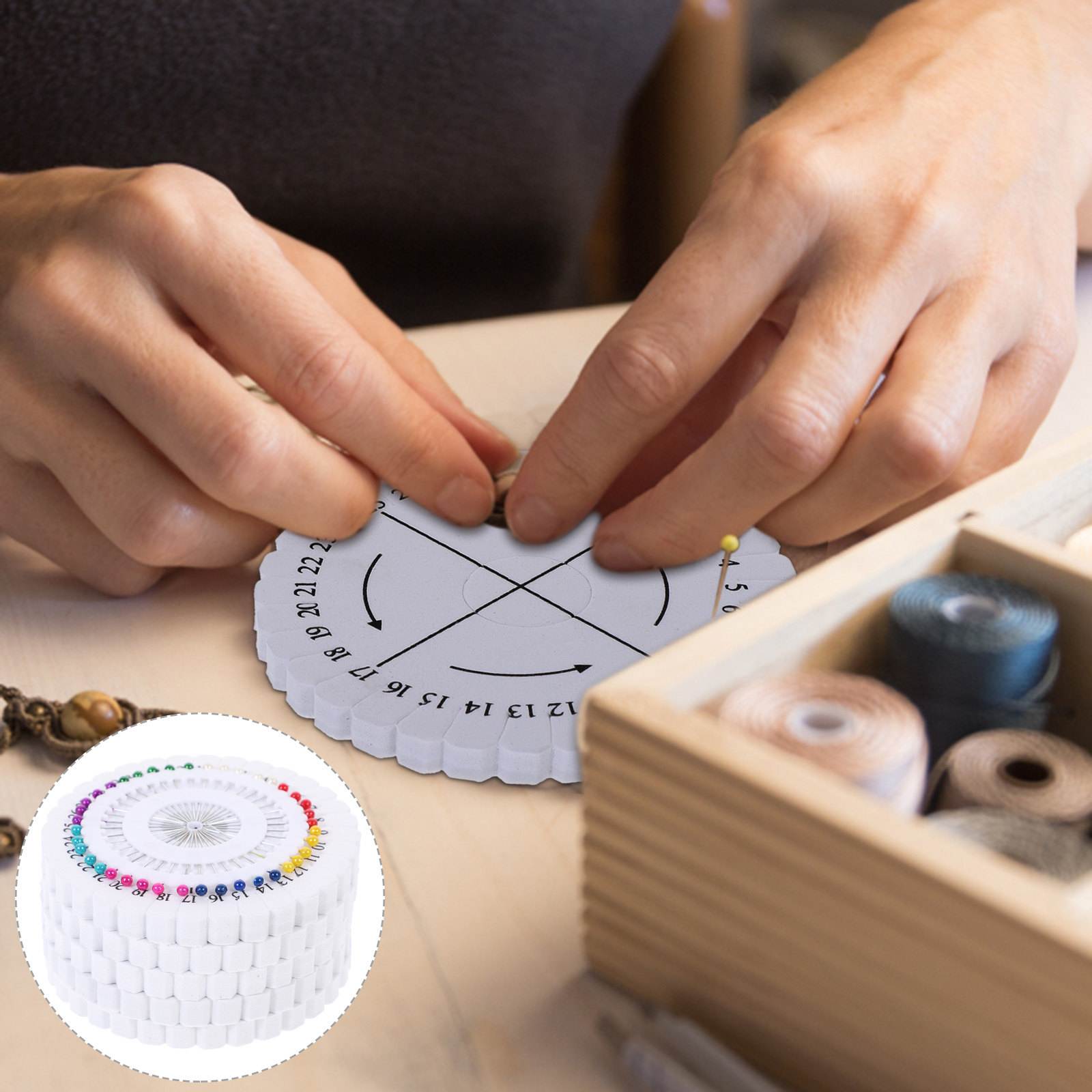 Jewelry Making Board - 1セットの組紐用円盤型ボード。位置決めピン付きで、手作りのブレスレットやDIYクラフト、アクセサリー作りに最適な道具。