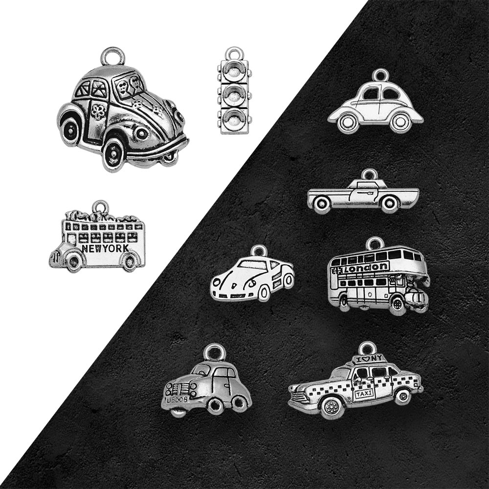 銀メッキの車のきらびやかなチャーム,新しいyorkチャーム, - Jewelry Making London のレビューと価格