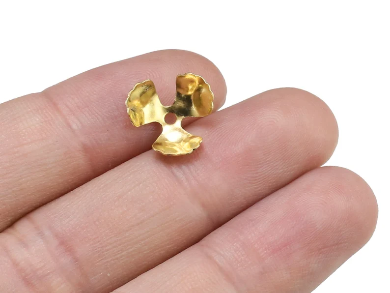 真鍮製ビーズキャップ100個、花柄エンドキャップ、12x4. - Jewelry Making Gemstones のレビューと価格