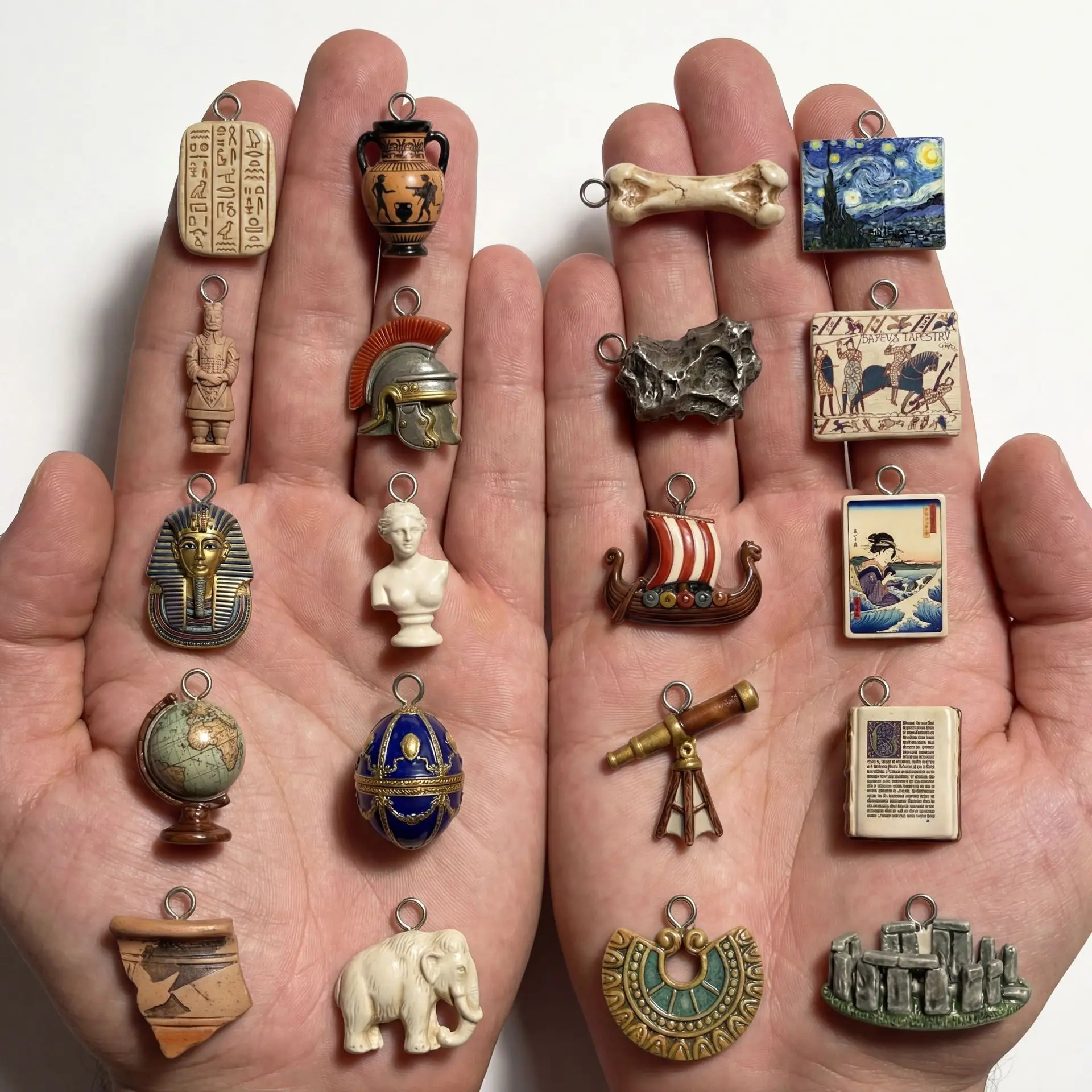 ミニチュア世界史のアンティークな置物チャーム、アーティファク - Jewelry Making History のレビューと価格