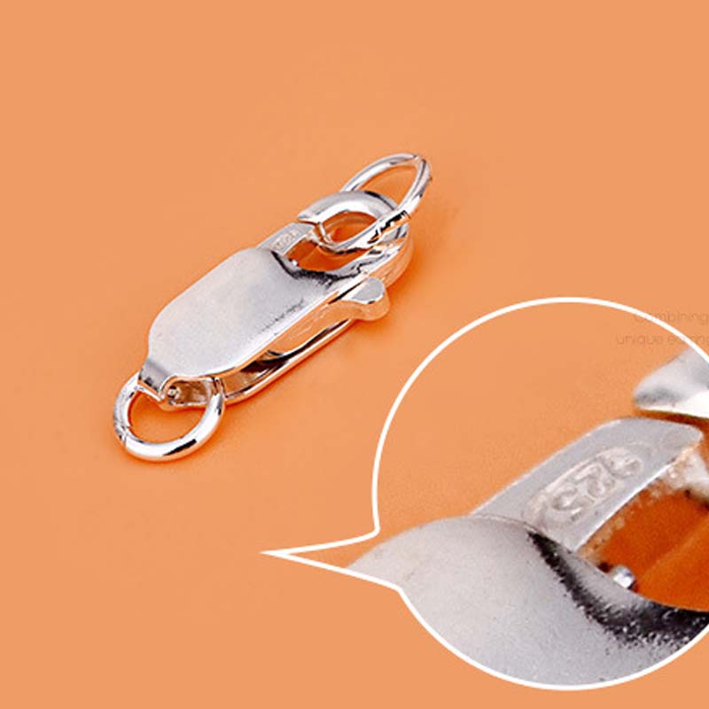 本物の純粋なソリッド925スターリングシルバーロブスタークラ - Lobster Clasp Silver のレビューと価格