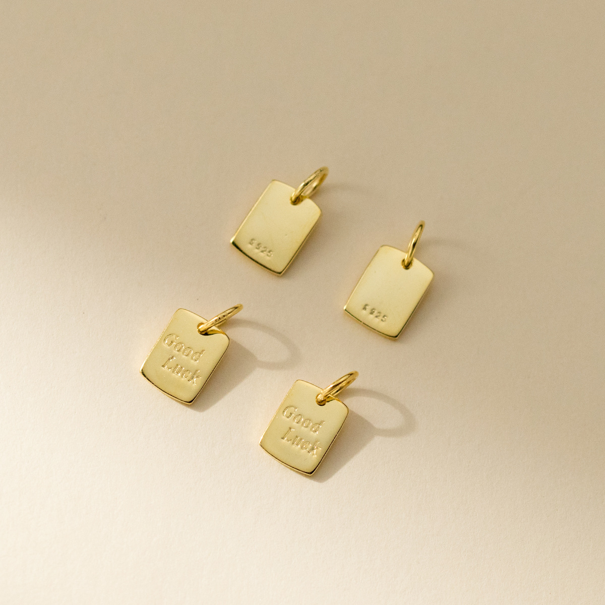 925シルバーチャーム 幸運の四角形タグチャーム 無地の長方 - Jewelry Making In La のレビューと価格