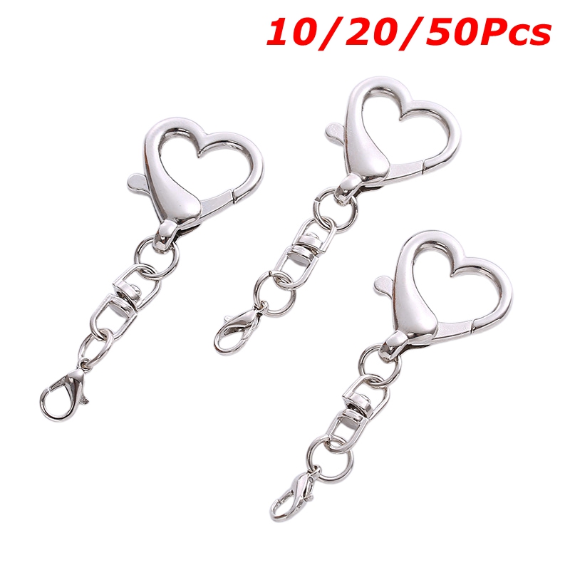 10/20/50 個ユニークな合金ハート型クラスプキーホルダ - Lobster Clasp Silver のレビューと価格