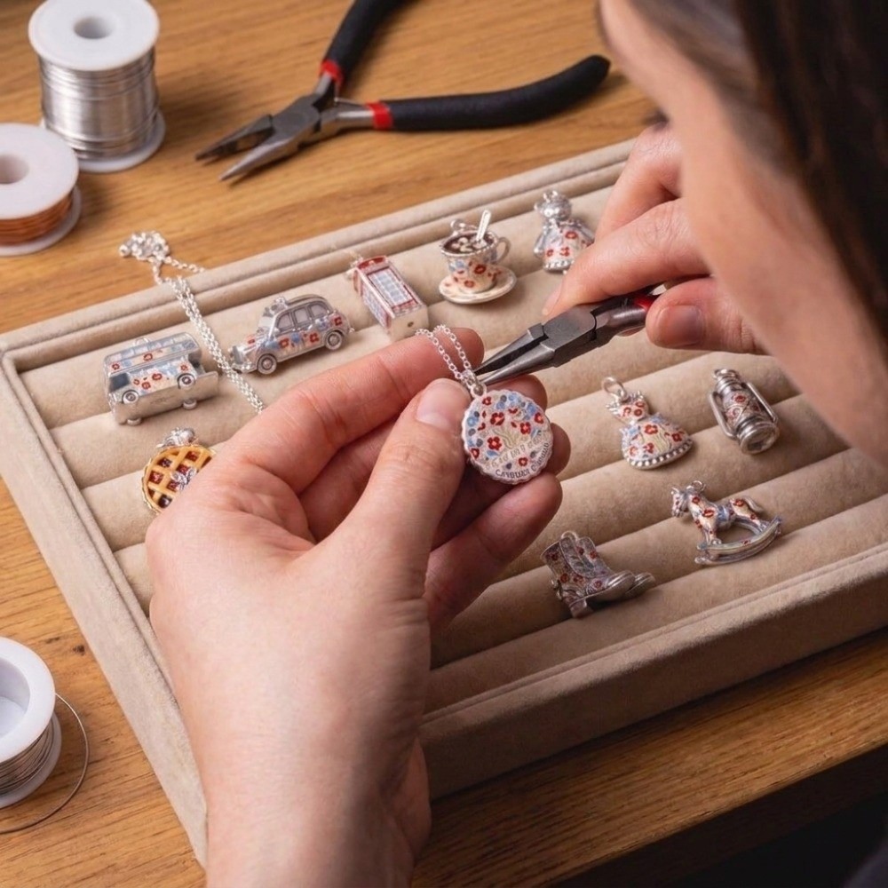 ステンレス製、漫画風のペンダント、英国をテーマにしたミニチュ - Jewelry Making London のレビューと価格